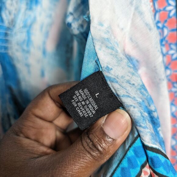 Anthro Tolani Artsy abstract boho kimono cardigan sz L colorful beach vacation - Picture 6 of 10